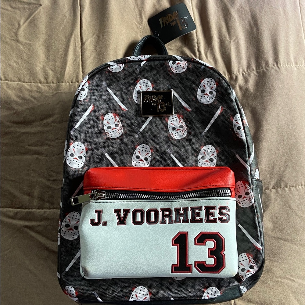 🏷️ BNWT JASON VORHEES FRIDAY THE 13TH FAUX LEATHER MINI BACKPACK~GREAT GIFT!